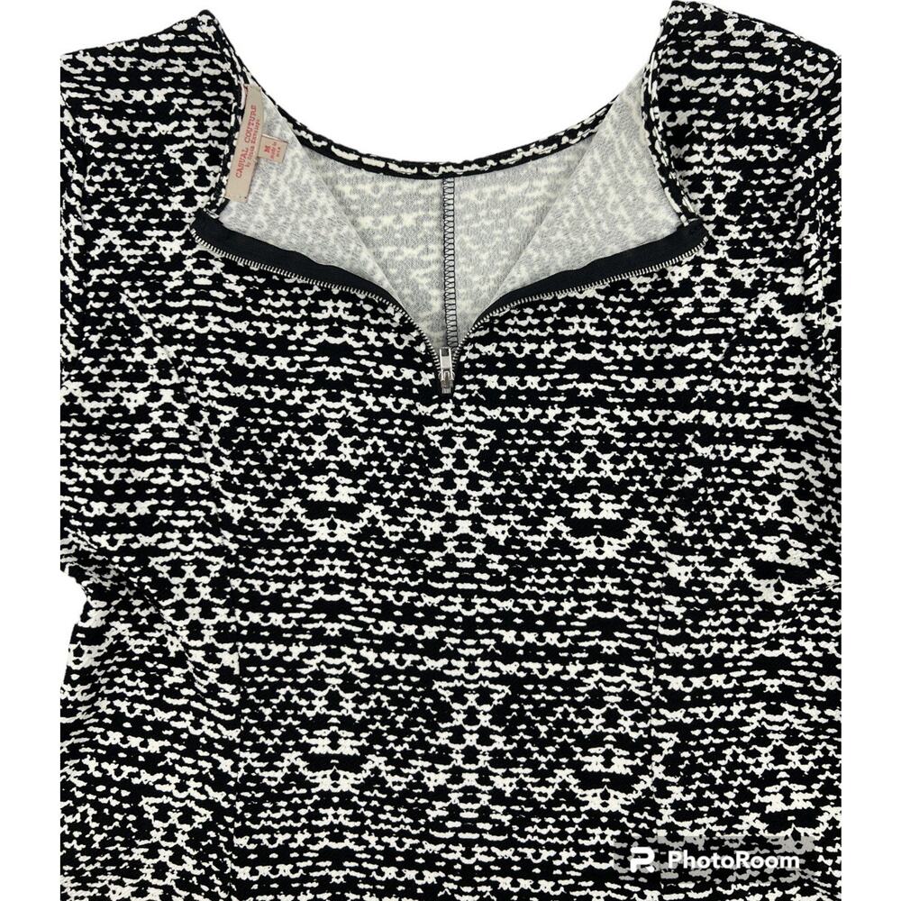 Green Envelope Casual Couture Top Womens Medium Black White Print Ruffle Hem - Picture 5 of 8